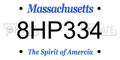 8HP334 Massachusetts License Plate