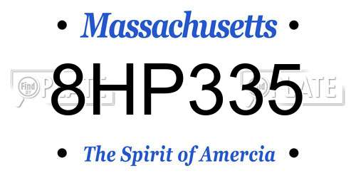 8HP335 Massachusetts License Plate