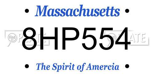 8HP554 Massachusetts License Plate