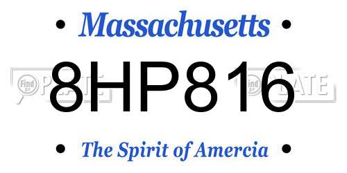 8HP816 Massachusetts License Plate