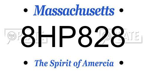 8HP828 Massachusetts License Plate