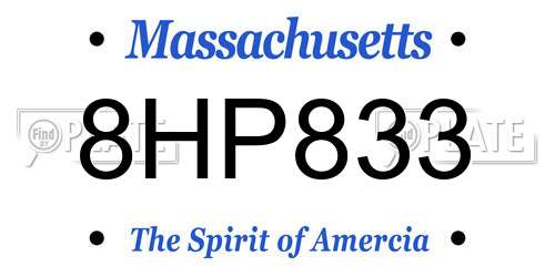 8HP833 Massachusetts License Plate