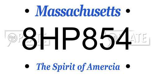 8HP854 Massachusetts License Plate