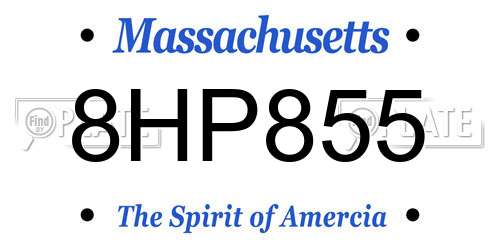 8HP855 Massachusetts License Plate