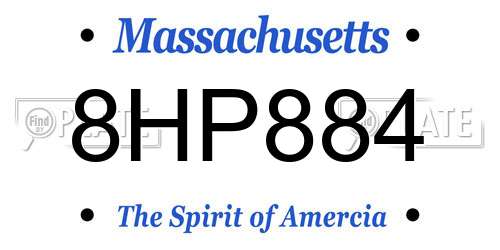 8HP884 Massachusetts License Plate