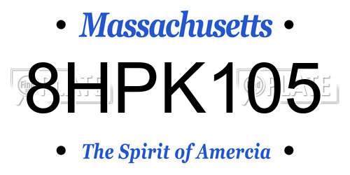 8HPK105 Massachusetts License Plate