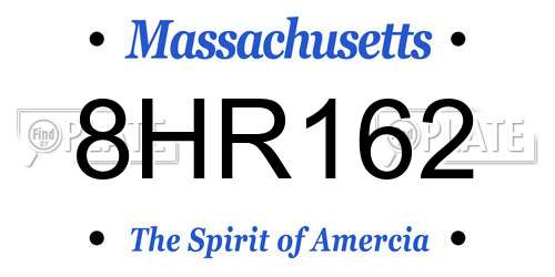 8HR162 Massachusetts License Plate