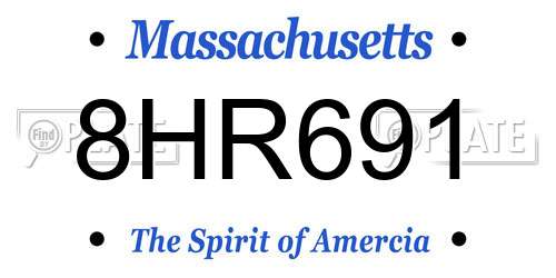 8HR691 Massachusetts License Plate
