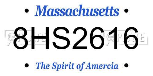 8HS2616 Massachusetts License Plate