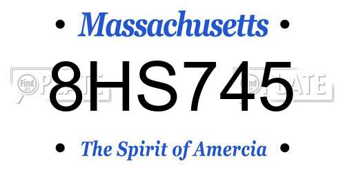 8HS745 Massachusetts License Plate