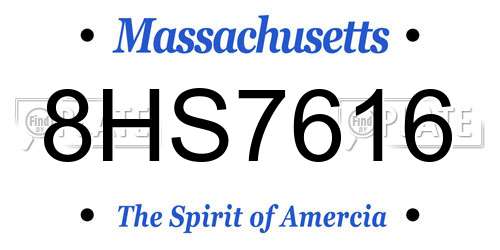 8HS7616 Massachusetts License Plate