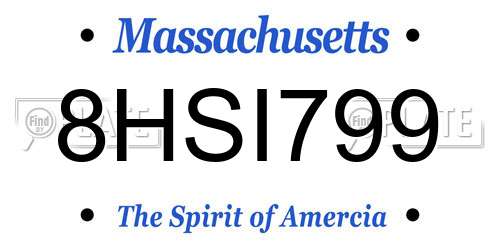 8HSI799 Massachusetts License Plate