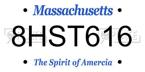8HST616 Massachusetts License Plate
