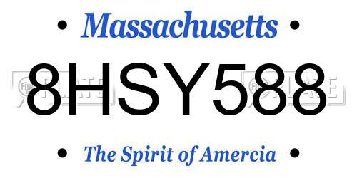 8HSY588 Massachusetts License Plate