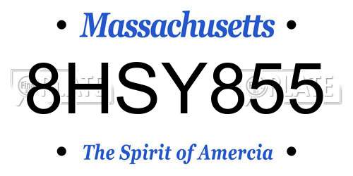 8HSY855 Massachusetts License Plate