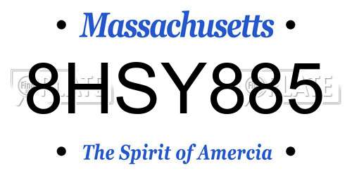 8HSY885 Massachusetts License Plate