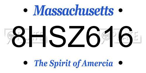 8HSZ616 Massachusetts License Plate
