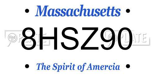 8HSZ90 Massachusetts License Plate