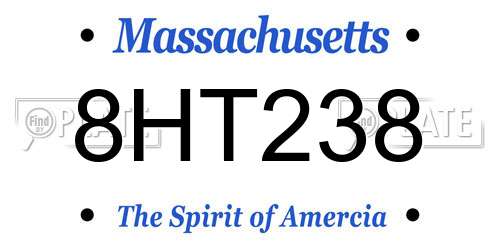 8HT238 Massachusetts License Plate