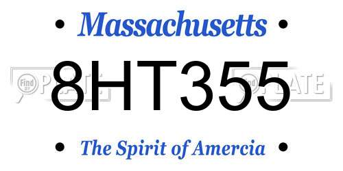 8HT355 Massachusetts License Plate