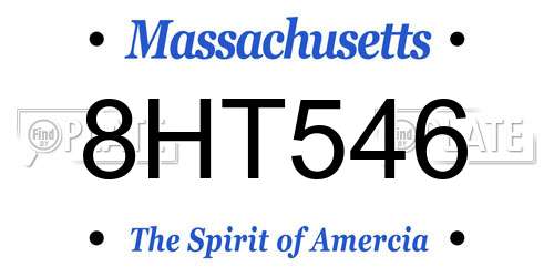 8HT546 Massachusetts License Plate