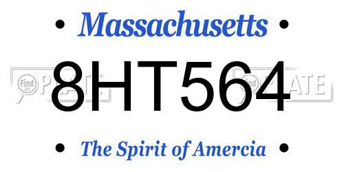 8HT564 Massachusetts License Plate