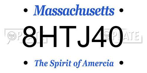 8HTJ40 Massachusetts License Plate