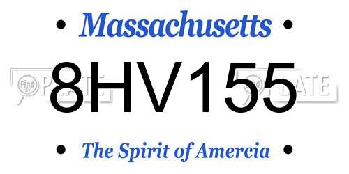 8HV155 Massachusetts License Plate