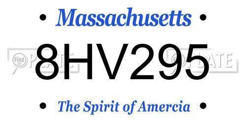 8HV295 Massachusetts License Plate