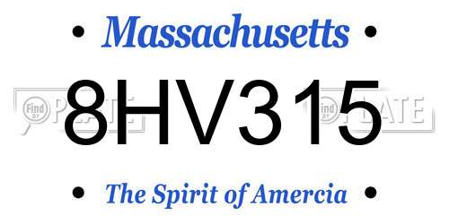 8HV315 Massachusetts License Plate