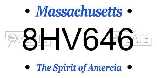 8HV646 Massachusetts License Plate