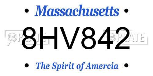 8HV842 Massachusetts License Plate