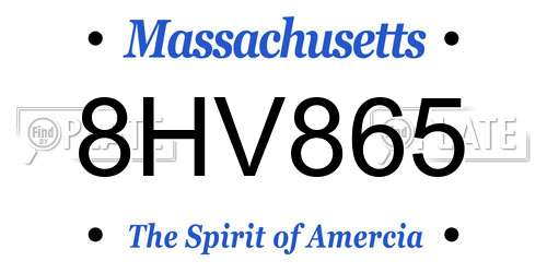 8HV865 Massachusetts License Plate