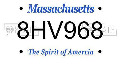 8HV968 Massachusetts License Plate