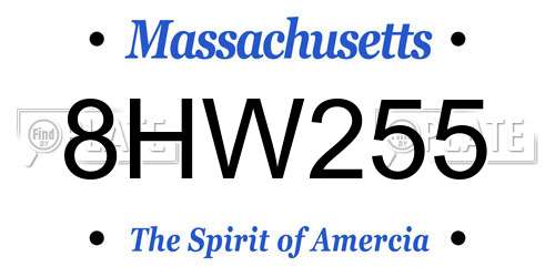 8HW255 Massachusetts License Plate