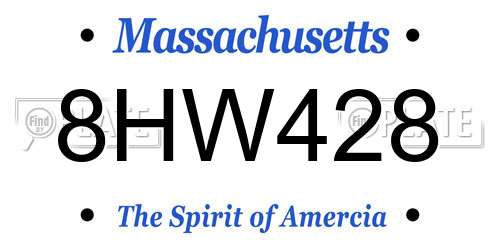 8HW428 Massachusetts License Plate