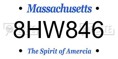 8HW846 Massachusetts License Plate