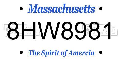 8HW8981 Massachusetts License Plate