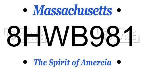 8HWB981 Massachusetts License Plate