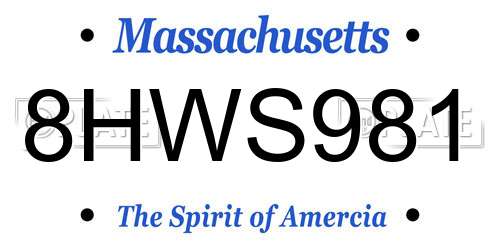 8HWS981 Massachusetts License Plate