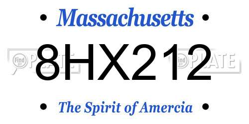 8HX212 Massachusetts License Plate
