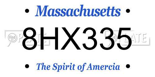 8HX335 Massachusetts License Plate