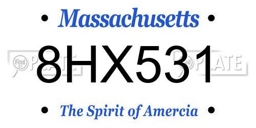 8HX531 Massachusetts License Plate