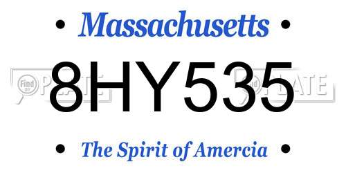 8HY535 Massachusetts License Plate