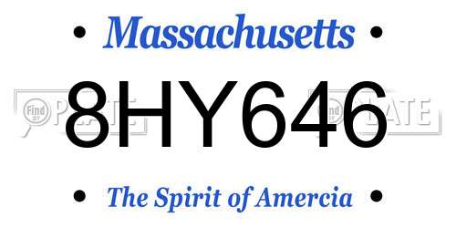 8HY646 Massachusetts License Plate