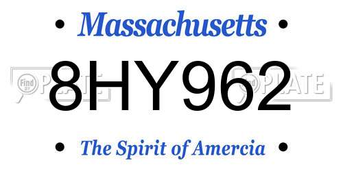 8HY962 Massachusetts License Plate