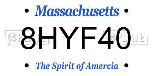 8HYF40 Massachusetts License Plate