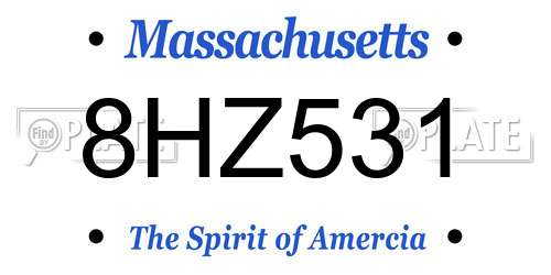 8HZ531 Massachusetts License Plate