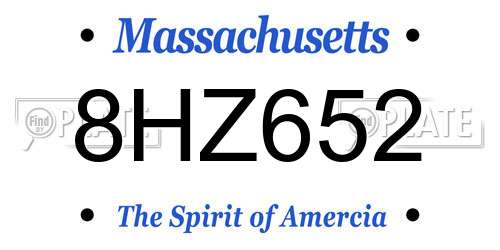 8HZ652 Massachusetts License Plate