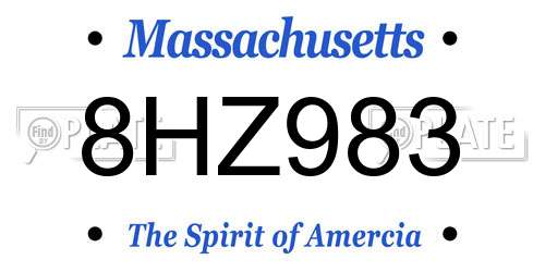 8HZ983 Massachusetts License Plate